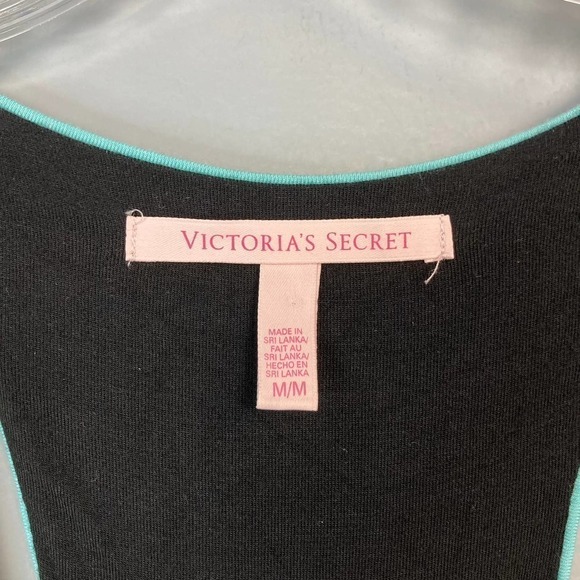 VICTORIA'S Secret Cutout Racerback Mini Skater Dress Black Turquoise Trim Size M - Picture 11 of 14